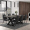 ZAX - SILVANO GY - 7PC DINING SET - BLACK TABLE - GREY CHAIR