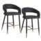 Crimson 26" Counter Stool in Black Faux Leather and Black and Aged Gold