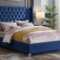 T2380 - Velvet Platform Bed - Blue