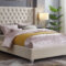 T2380 - Velvet Platform Bed - Off-White