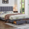 T2120 - Platform Bed w/ Storage Drawers - Grey