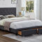 T2125 - Platform Bed w/ Storage Drawers - Charcoal